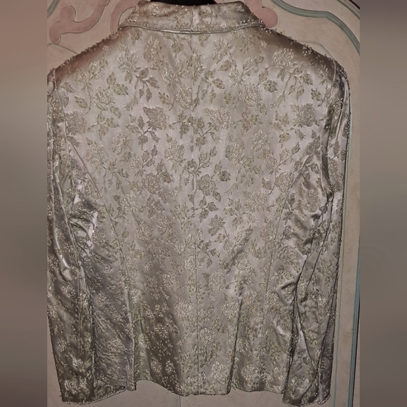 Mint Green Beaded Satin Blazer Beautiful detail Worn Once Sz 10P By Zola Evening - Picture 3 of 3